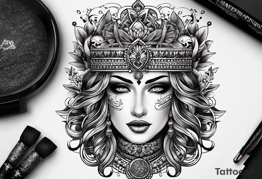 Браслет с фигурами и цветами tattoo idea