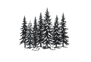 Coniferous forest the trees are black and gray tattoo idea