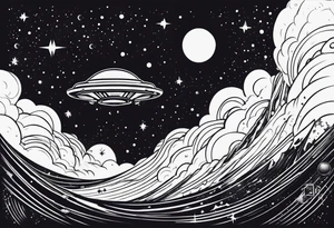 Space and ufo tattoo idea