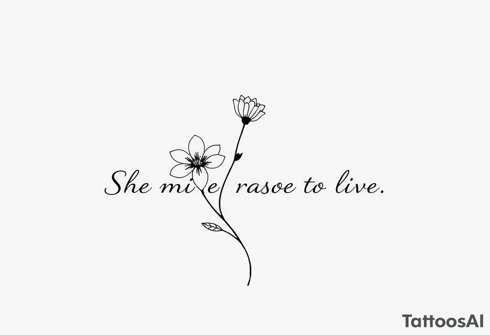 "She gave me a reason to live" as the stem blooming into a flower tattoo idea