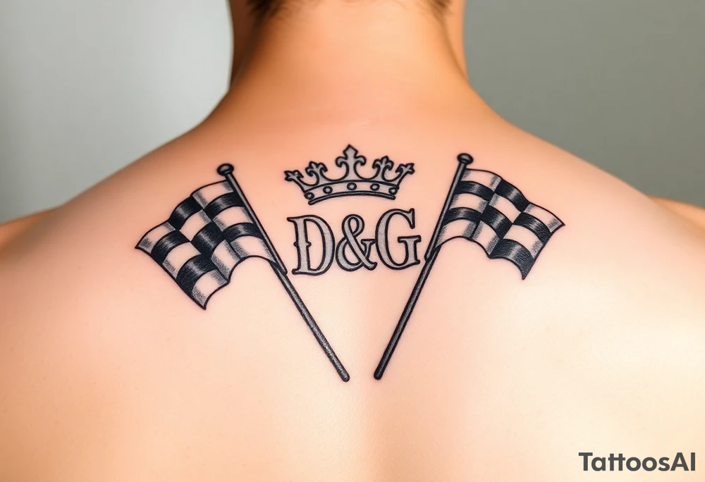 D&G with a crown and racing flags tattoo idea