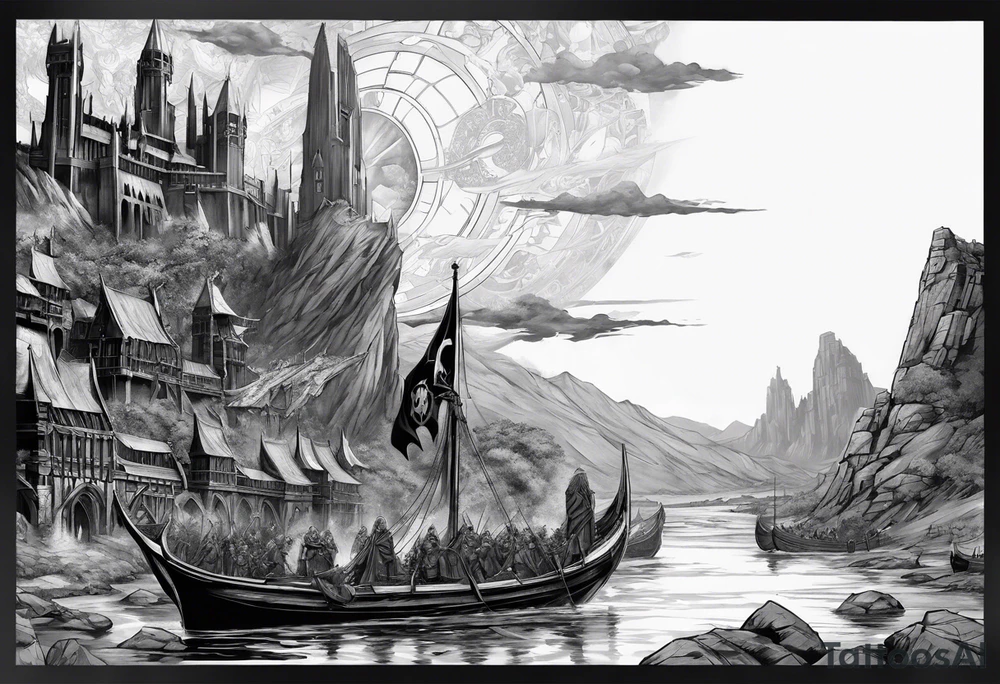 Full arm sleeve tattoo extending from shoulder to wrist featuring characters from Star Wars and DC comics battling at Helms Deep from Lord of the Rings tattoo idea