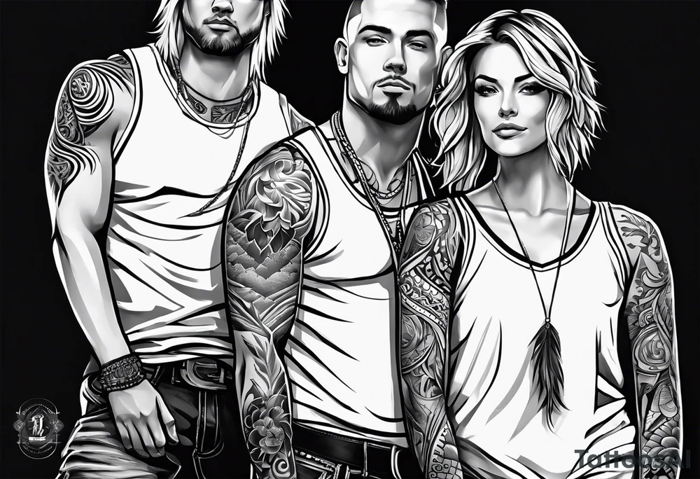 shoulder tattoo focused on family.  names kaden, mason and lori in the design tattoo idea