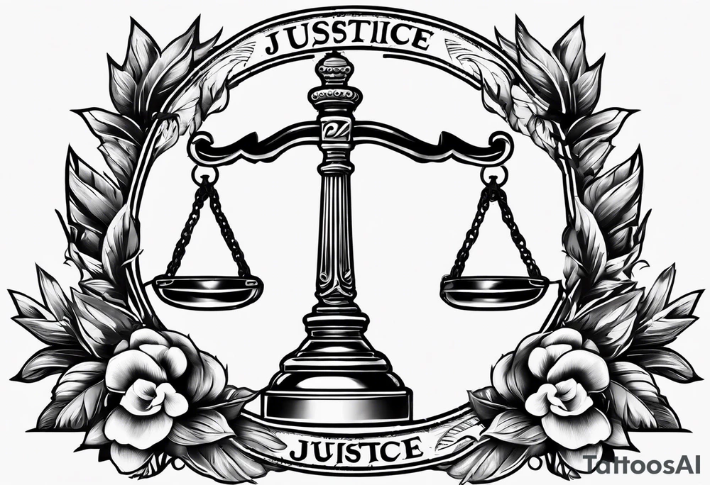 justice emblem with knife and scale tattoo idea