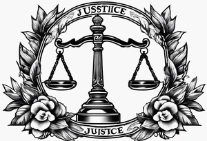 justice emblem with knife and scale tattoo idea