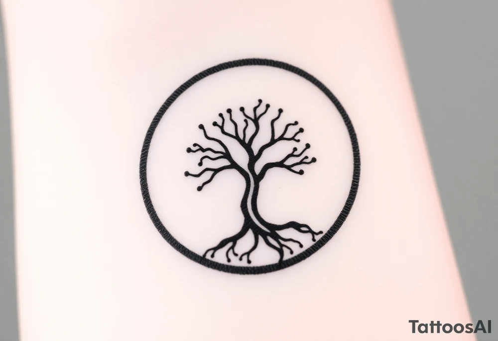 Enso circle with tree of life tattoo idea