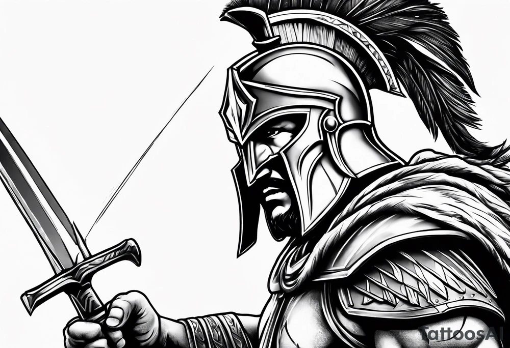 Spartan warrior point spear up tattoo idea