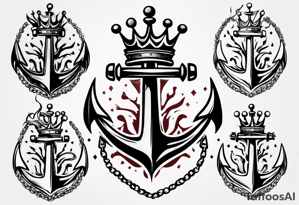Anchor with a crown on top tattoo idea