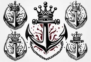 Anchor with a crown on top tattoo idea