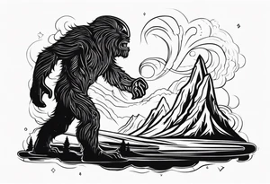 alien beaming up bigfoot tattoo idea