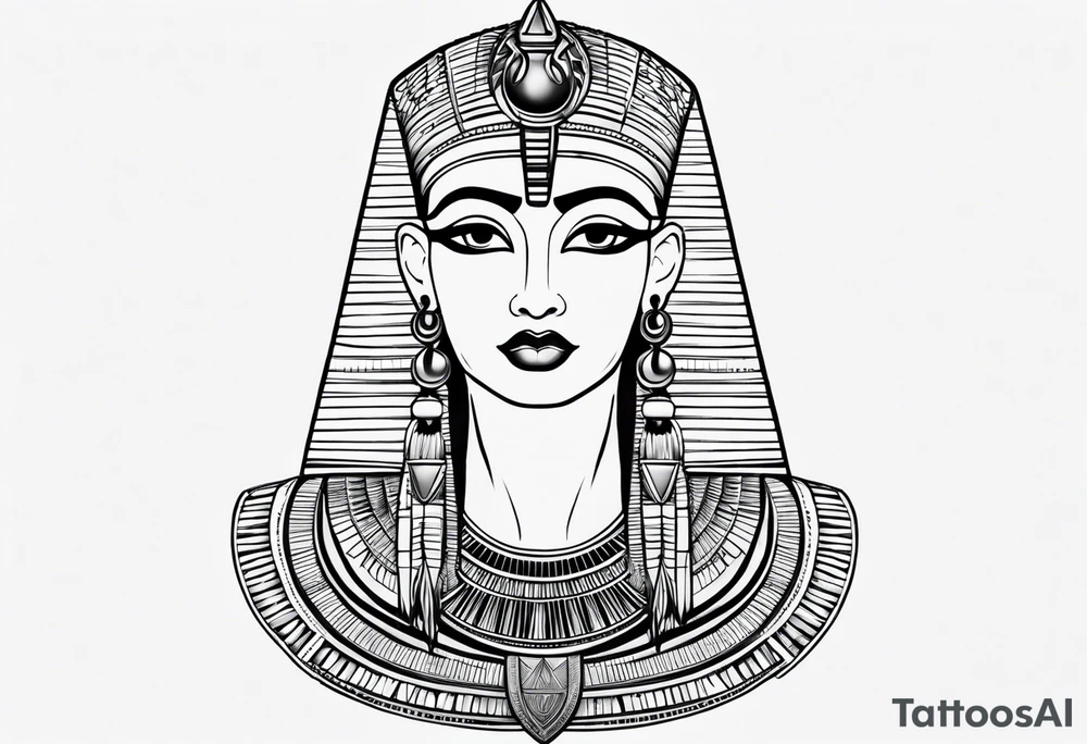 black and white Egyptian goddess Isis tattoo idea