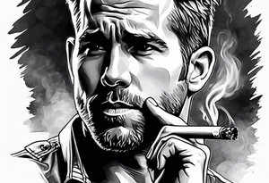 Ryan Reynolds smoking cigarette tattoo idea