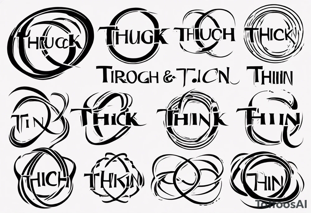 text "Through thick & thin". written in the shape of an infinity sign tattoo idea