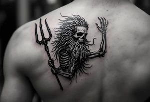 skeleton Poseidon with trident tattoo idea