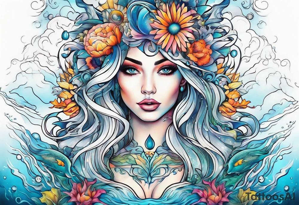 Woman under water tattoo idea