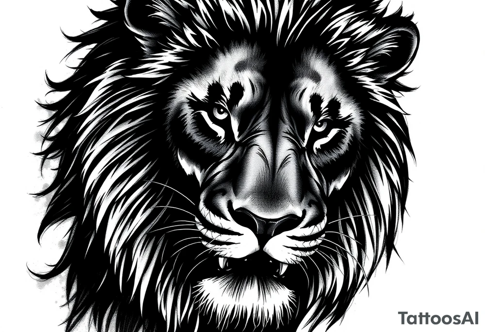 powerful majestic lion, close-up tattoo idea