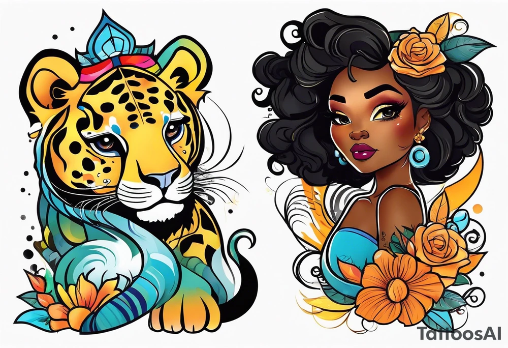 leo black woman tattoo idea