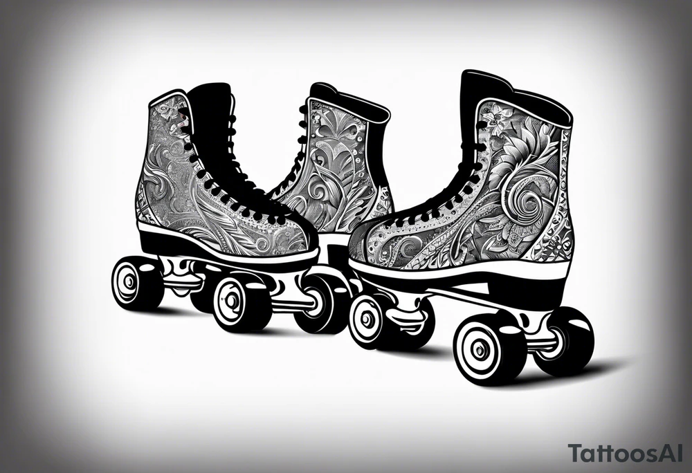 Pair of rollerskates facing left tattoo idea