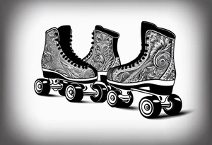 Pair of rollerskates facing left tattoo idea