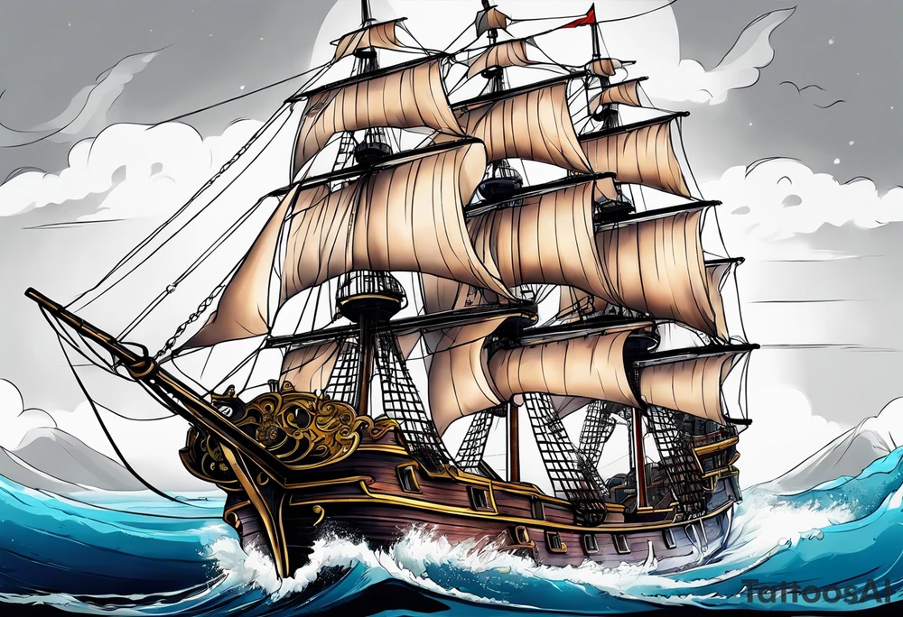 Ship pirate tattoo idea