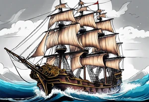 Ship pirate tattoo idea