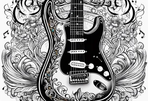 Fender Guitar, musical notes tattoo idea