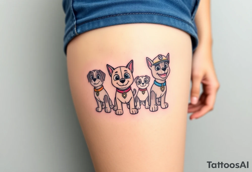 full squad of paw patrol tattoo idea