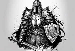 knight heavy armor and shield tattoo idea