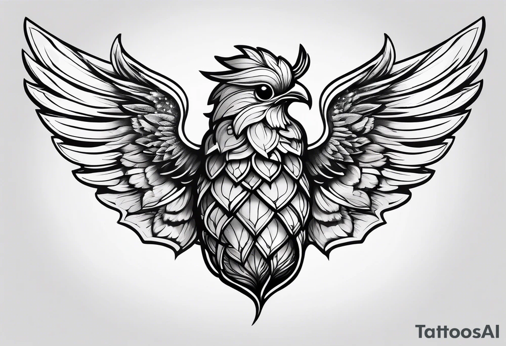 Flying acorn with wings tattoo idea