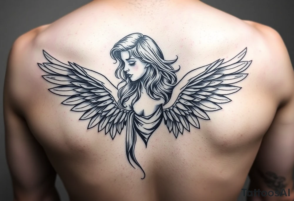 girl with angel wings tattoo idea