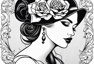 simple american traditional side profile pretty woman tattoo idea