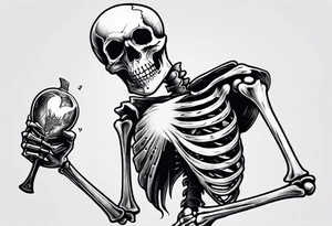 depressed skeleton holding his heart in his hand with a knife through the heart tattoo idea