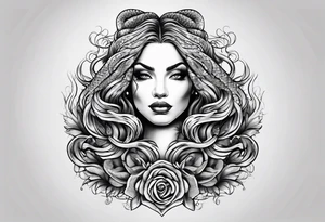 Medusa snake hair lady head tattoo idea