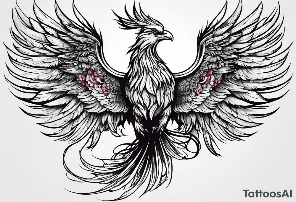 Small phoenix rising up. For mom memory. Little details tattoo idea