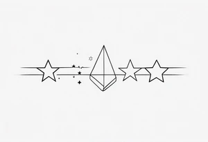 3 stars of different shapes united by a fine line, like a chain or a constellation tattoo idea