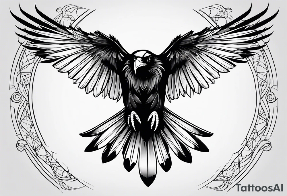 outline with straight lines of a flying raven tattoo idea outline with straight lines of a flying raven tattoo idea