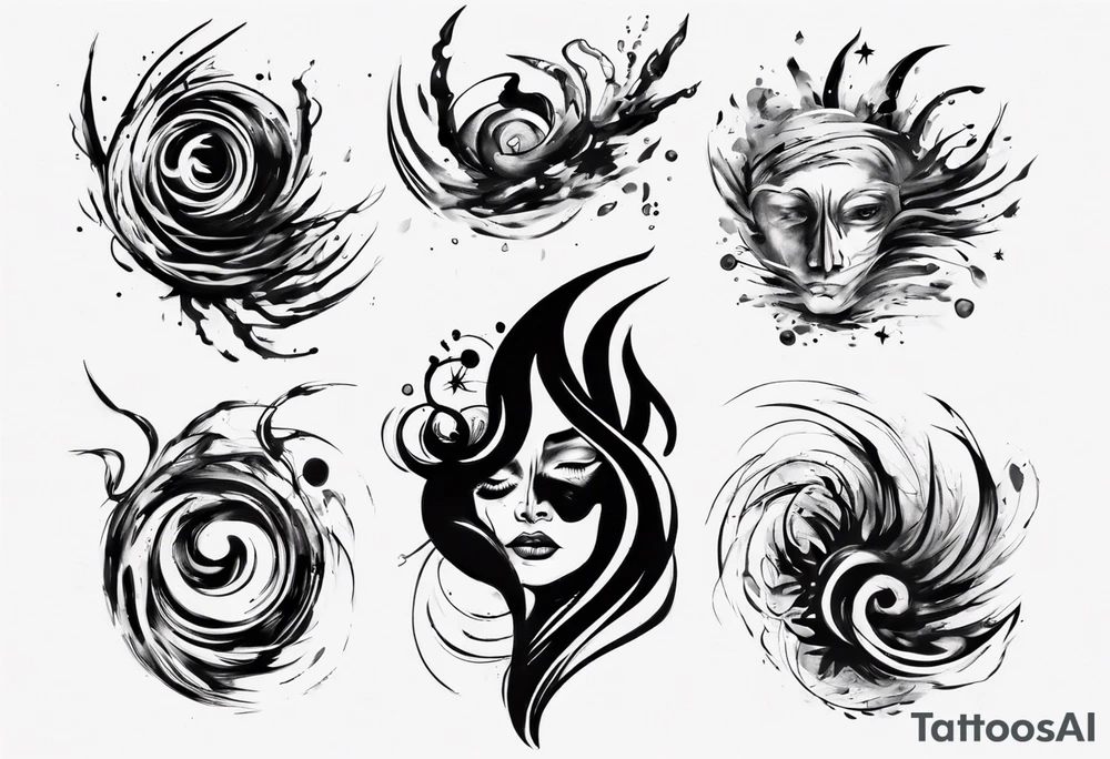 Brush stroke drawing time tattoo idea