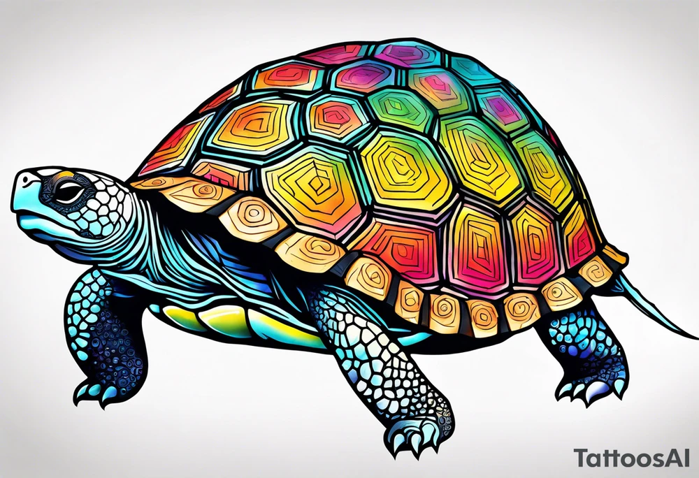 Colourful tortoise tattoo idea