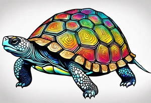Colourful tortoise tattoo idea