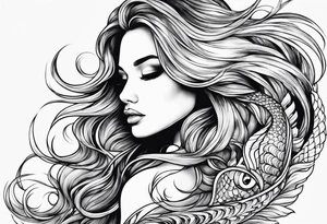 Flowing mermaid hair tattoo idea