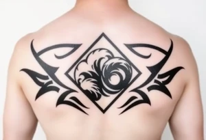 A sharp edged rip curl wave inside of an elongated diamond tattoo idea