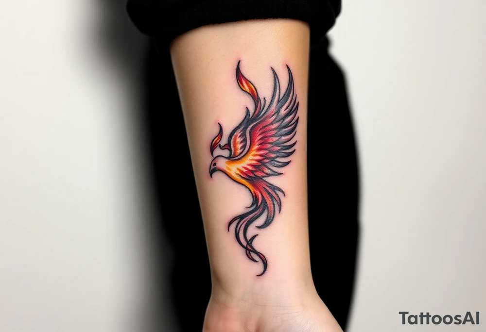 A flame morphing into a phoenix, symbolizing rebirth, courage, and the Dauntless way of life tattoo idea