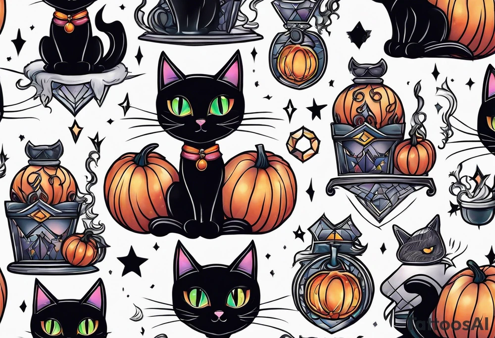 Black cat hocus pocus tattoo idea