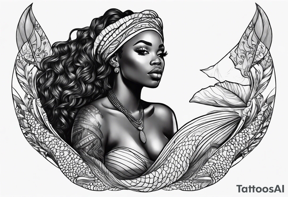 african mermaid tattoo idea