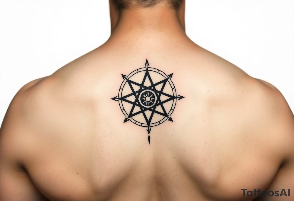 minimalistic, sagittarius, jupiter symbol, sacred geometry, runes for, Good luck and fortune, success, grace, youth, protection from evil magic, protection, safe travels, energy, divine, energy, wisdom, prosperity, love, beauty, color black, david star, GOD's name in hereby, male, arm tattoo idea