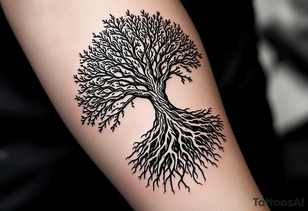 mystical tree of life with cosmic roots and celestial branches tattoo idea mystical tree of life with cosmic roots and celestial branches tattoo idea