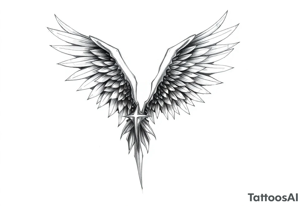 Long Angelwings tattoo idea