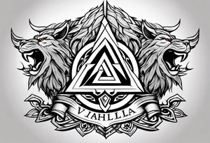 Valhalla sword shield lion dragon valknut tattoo idea