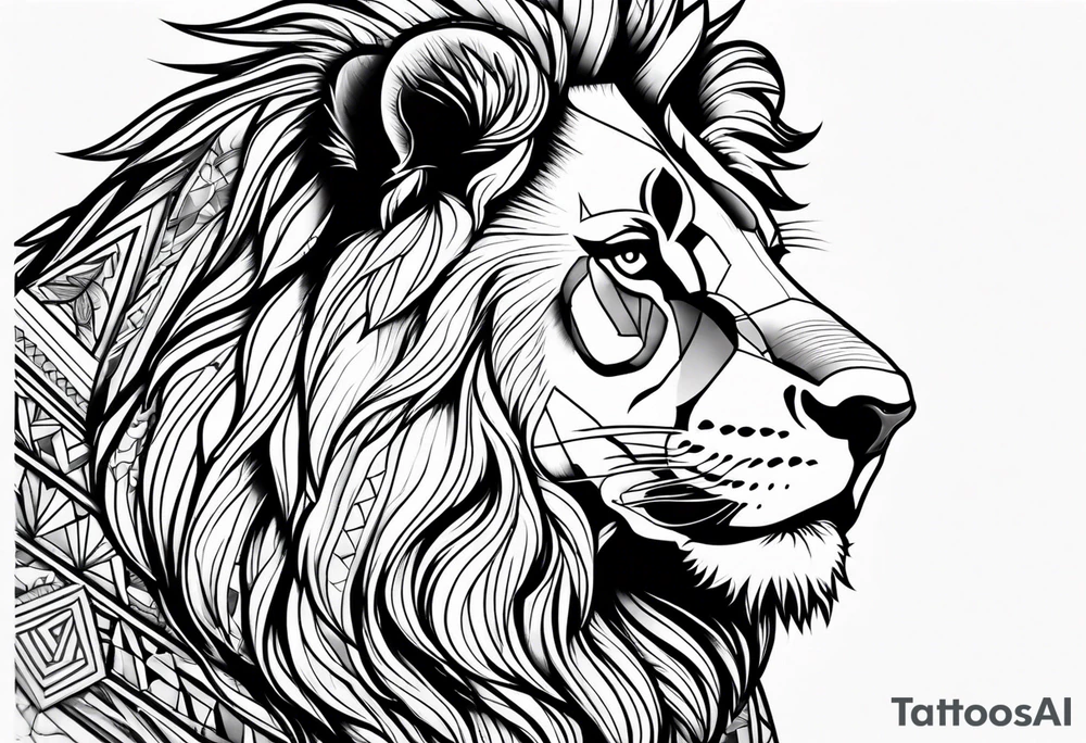 Tattooed lion back tattoo idea