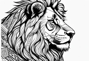 Tattooed lion back tattoo idea